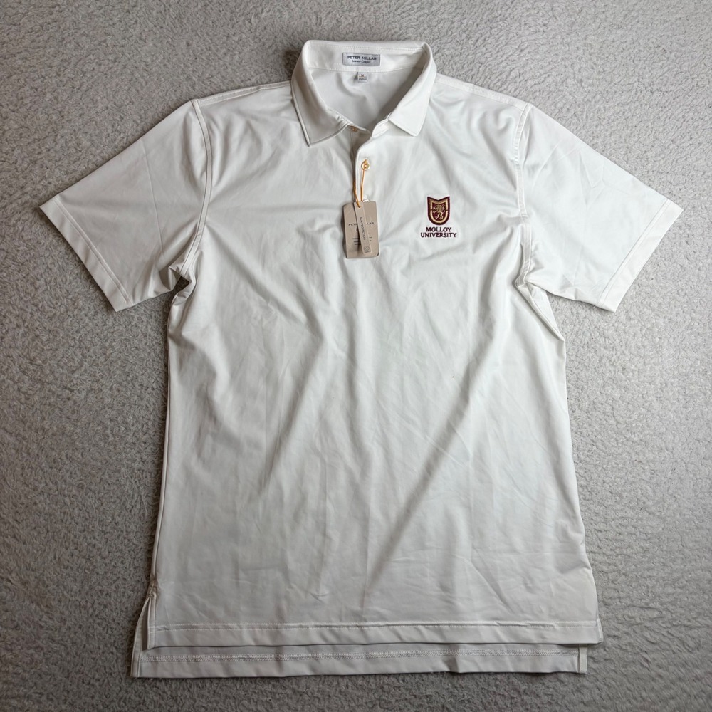 NEW Peter Millar Molloy University Summer Comfort Polo Shirt White Mens M